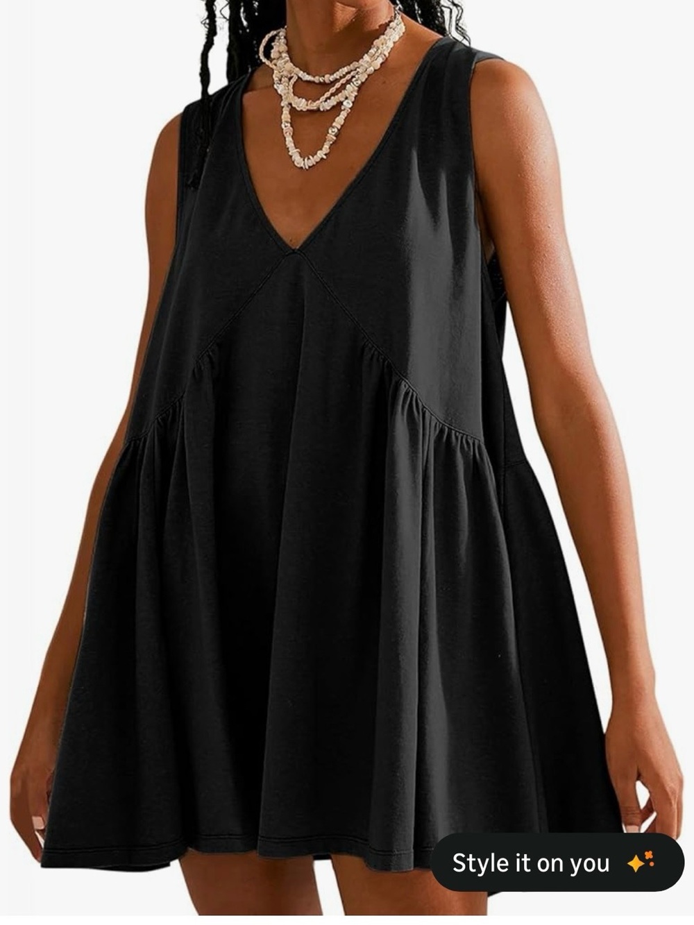 Black V-Neck Swing Tank Dress